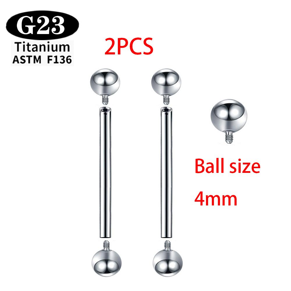 Implantatgrad Titan ASTM F136 Innengewinde Gerade Barbells Zungenring Ohrringe Piercing Schmuck Stange 2/5/50 Stück/Los