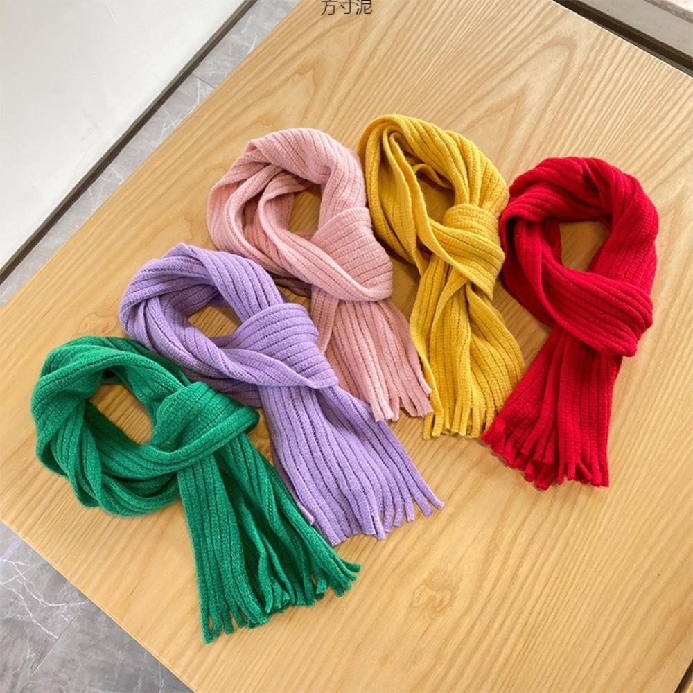 Windproof Neck Warmer Tassel Scarves Bib New Knitted Scarf  Autumn and Winter