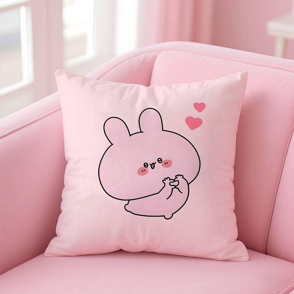 Cartoon A-Asamimichan Cute Bunny Pillow Case pattern printing pillowcase living room sofa cushion cover bedroom room decor