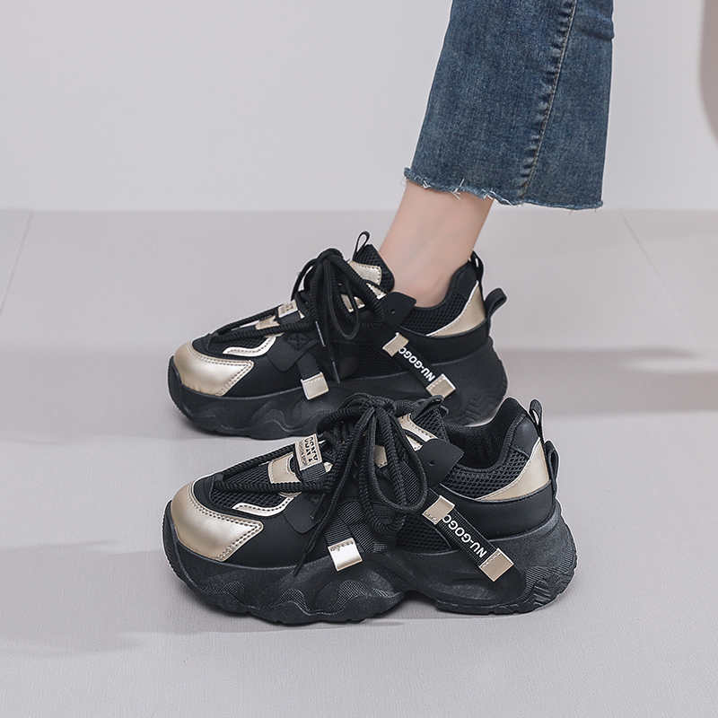 Fashion Thick Bottom Thick Heel Cute Shoes Basketball Sneakers Women Brands Women Lace-up Boots Sports Fit Overseas High-tech