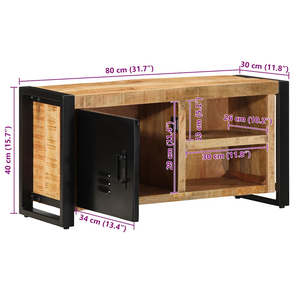 TV Stand 80x30x40 Cm Rough Solid Mango Wood