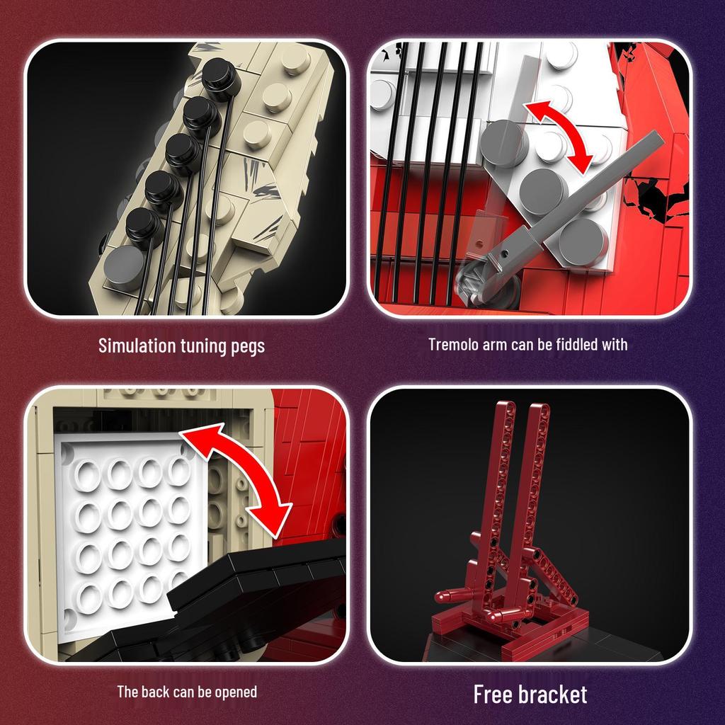 Kaiyu Electric Guitar Building Blocks - Compatible with LEGO, Creative Toy Gift for Boys Ages 5-12