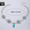 JMXD Bohemian Turquoise Flower Pendant Necklace for Women, Y2K Alloy Pearl Choker, Retro Adjustable Layered Chain, Dainty Minimalist Jewelry Gift Idea