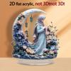 High-Quality Acrylic Crescent Moon Lady Statue - Valentine's Day Floral Desktop Ornament