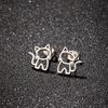 1 Pair Cute Cat Stainless Steel Stud Earrings For Womens Punk Jewelry Gifts Trend Fashion Small Ear Studs Jewelry