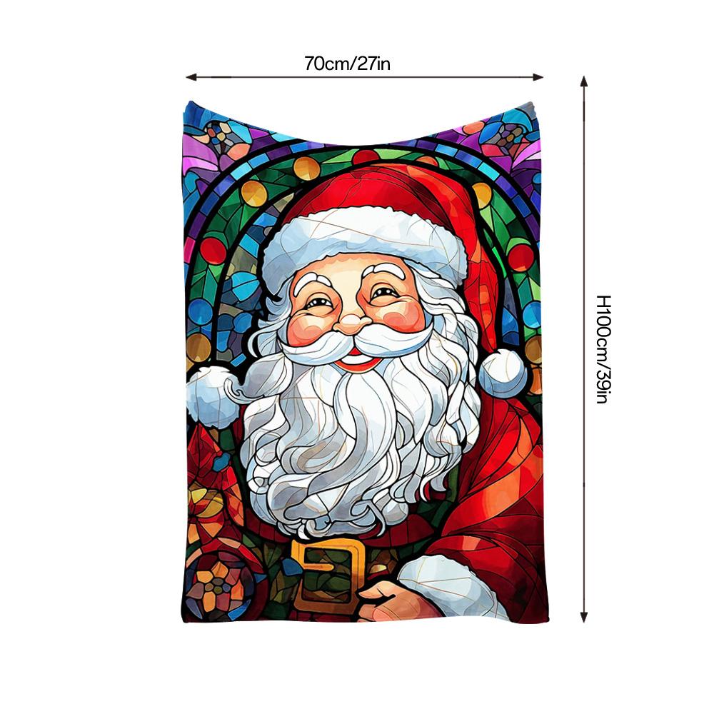 Tuniu Santa Claus Mosaic Print Blanket Sofa Bed Throw for Living Room Bedroom Decorative Warm Fleece Blanket