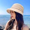 Hat women's summer high-end straw straw hat new breathable bucket hat outdoor sunshade sun protection hat