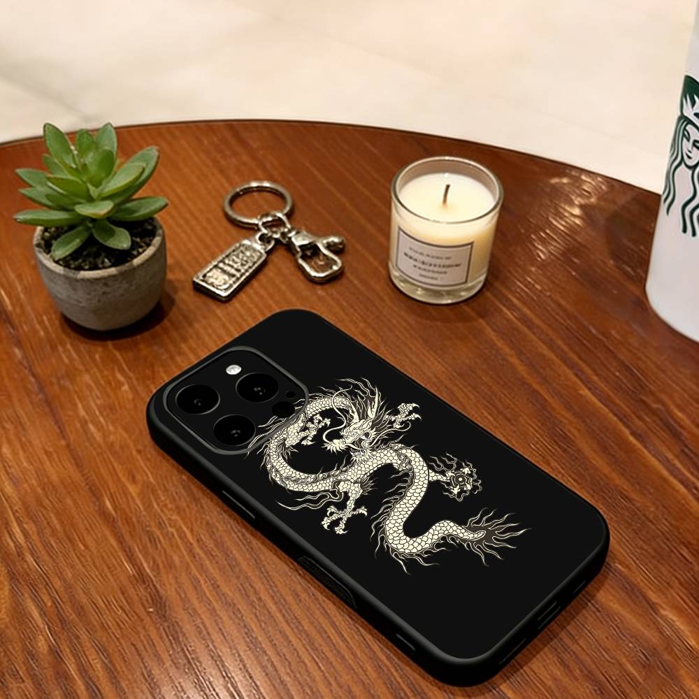 Sacred Dragon Phone Case For iPhone 17,16,15,14,13,12,11 Plus,Pro Max,XS,Soft Silicone Black Cover