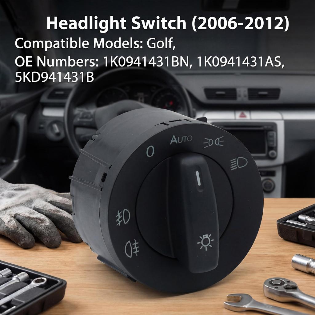 Automotive Accessories for Golf 5 6 Headlight Switches Knob 5KD941431B Easy Installation Headlamp Fog Light Control Switches