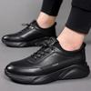 Men's Shoes 2024 Autumn Trendy Sneakers Soft Sole Breathable Black British Men's Outdoor Casual Sports Leather Shoes Size 38-44