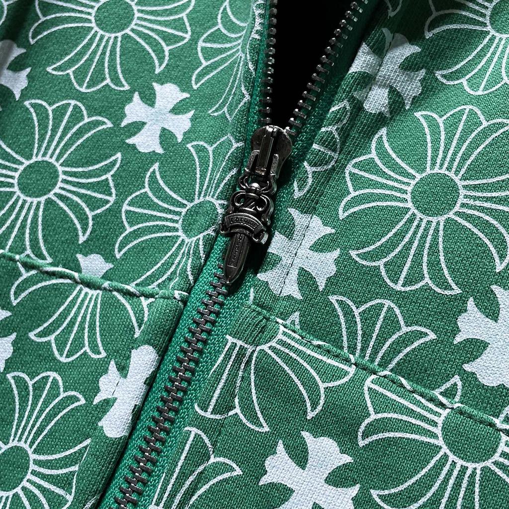 CHROME HEARTS Spring and Autumn Plus Size Horseshoe Dark Pattern Logo Zipper Hoodie Classic Style Logo Hoodie, Suitable for Couples to Wear