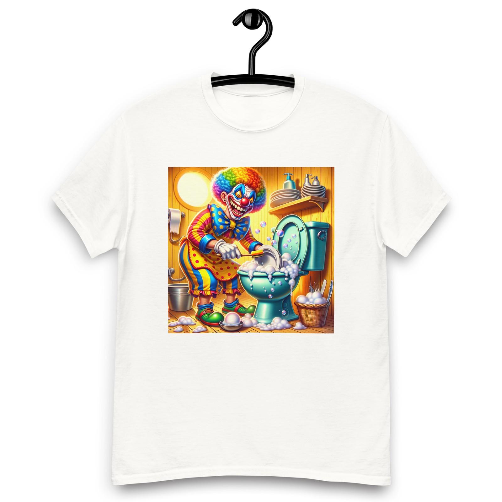 Crazy Clown Washing The Dishes In The Toilet | Funny Unisex classic tee S разноцветный