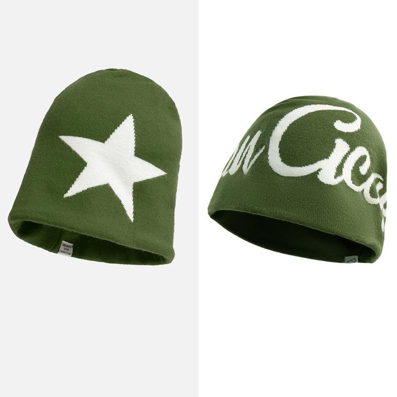 Autumn Winter Hat Women's Knitted Letter Wool Hat Warm Ear Protection Hat