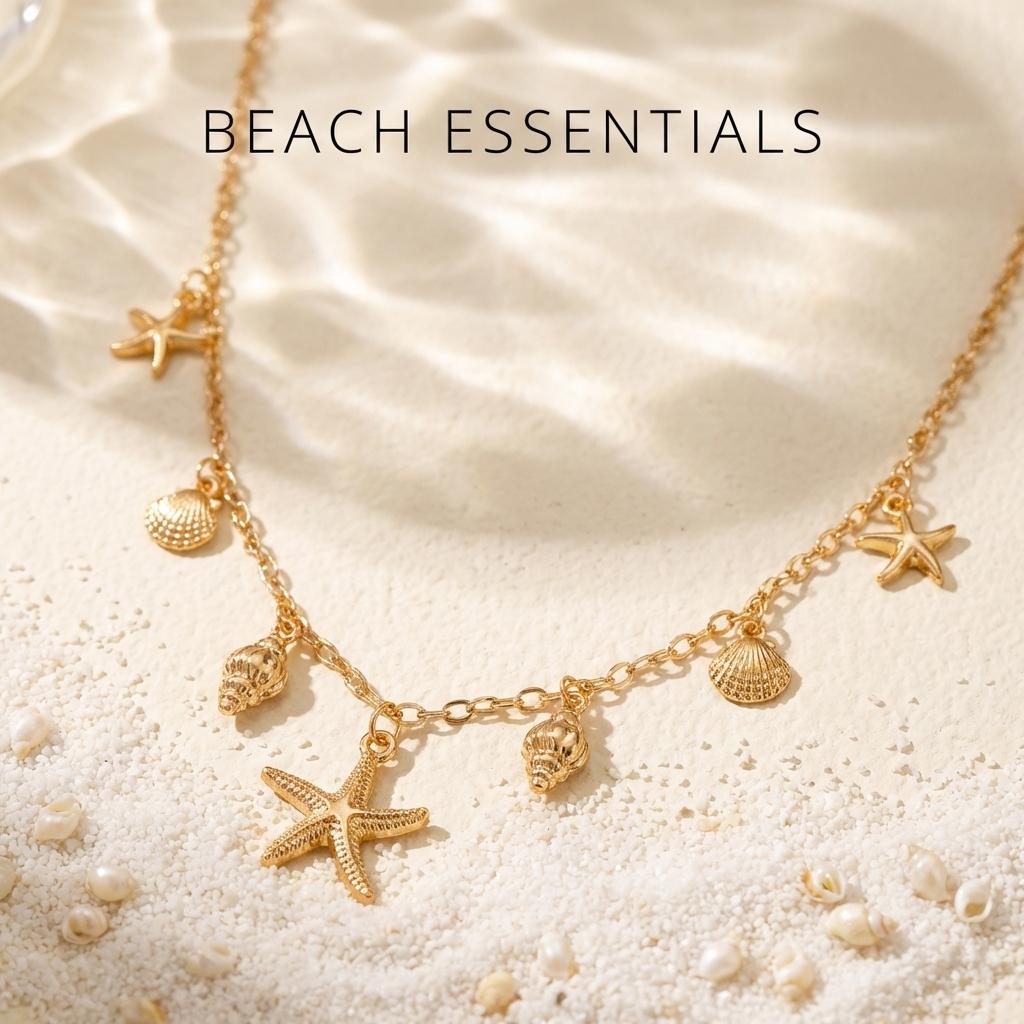 Starfish Conch Choker Necklace Ocean Theme Sea Shell Short Collarbone Chain Summer Beach Vacation Jewelry for Women