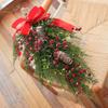 50Cm Christmas Wall Hanging Christmas Decorations Wreath Half Tree Door Hanging Red Fruit Pe Cypress Leaf Pine Cone Christmas Tree Ring