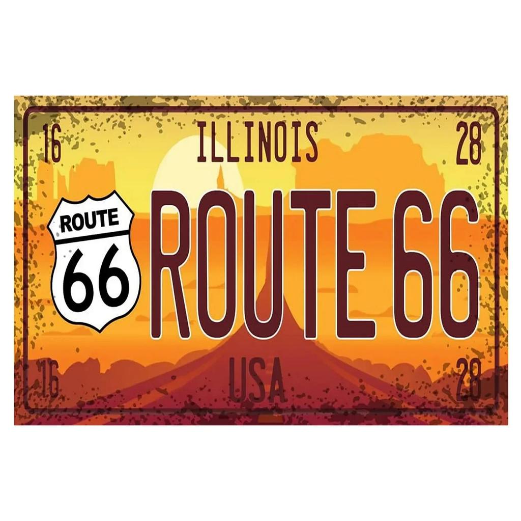 Vintage USA Route Metal Tin Signs Wall Art Posters Aluminum Plaque Sign for Garage Cafe Living Room Club Bar Decoration
