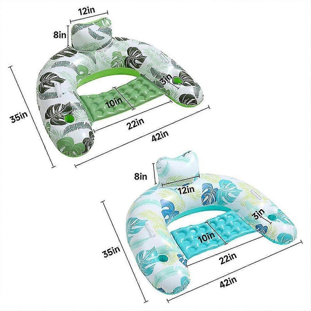 Inflatable Pool Float Lounger, Comfortable Sling Seat, Back Rest, Cup Holder, Dry Cover Floatie Pool Party Beach Lake Durable