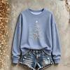Women's Christmas Graphic Print Long Sleeve Crewneck Sweatshirt for Holiday Casual Wear