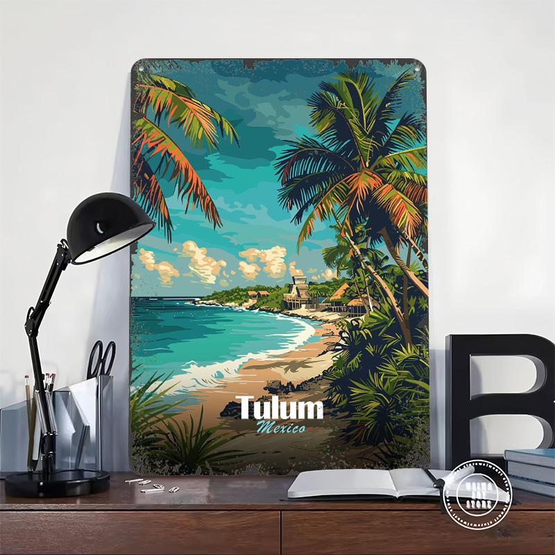 Tulum Mexico Beach Travel Metal Poster Customized Wall Art Retro Vintage Tinplate Signs for Garage Decoration Room Desk Decor