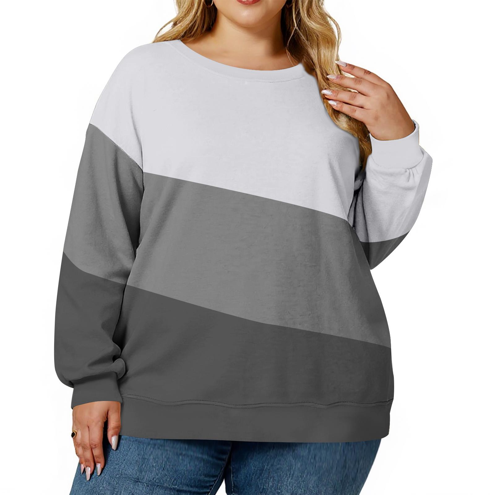 

Толстовка большого размера для женщин, оверсайз, с круглым вырезом, с длинным рукавом, пуловер XXXL