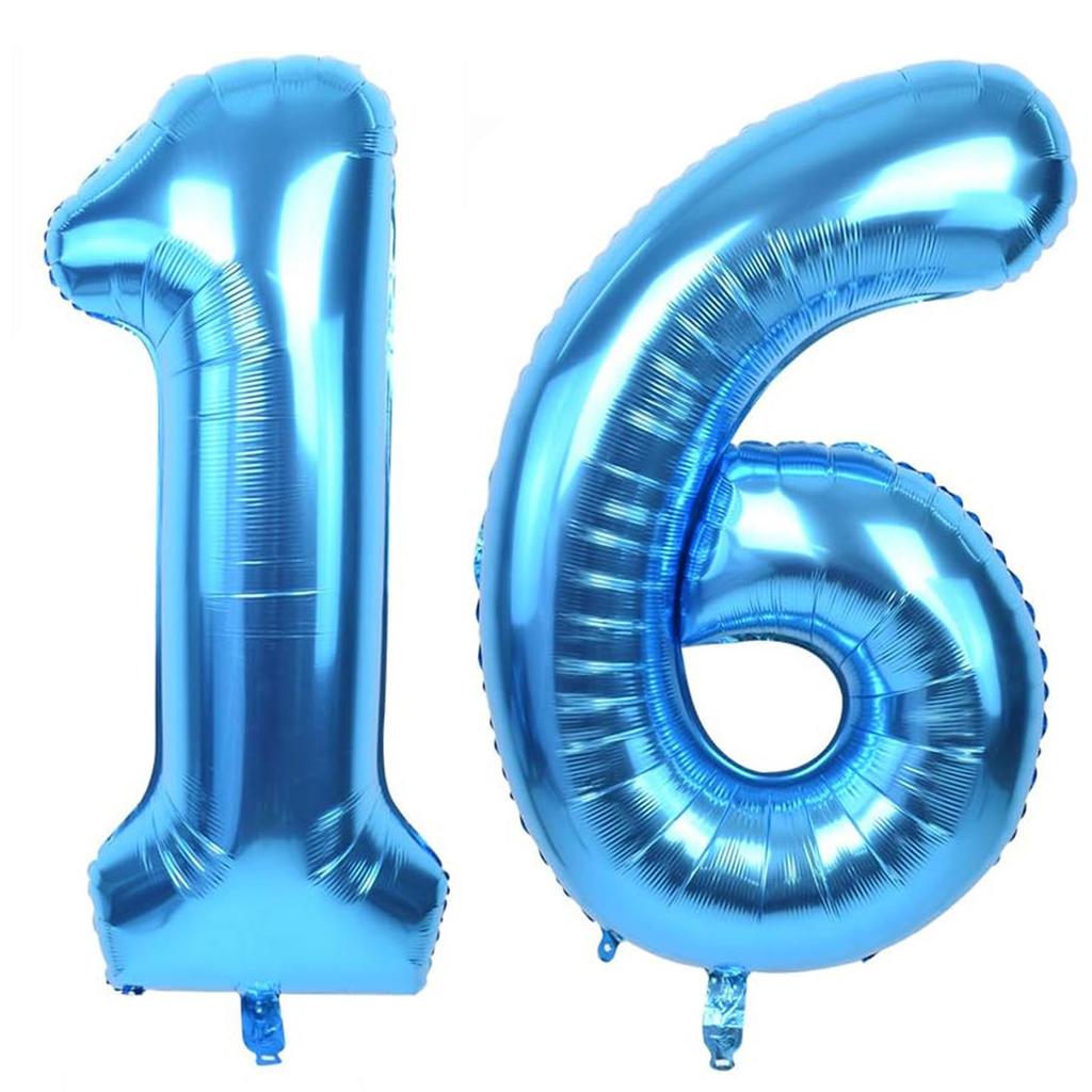 40 Inch Giant Blue Digital Balloons 0-9, Anniversary Party Decoration Supplies, Birthday Balloons