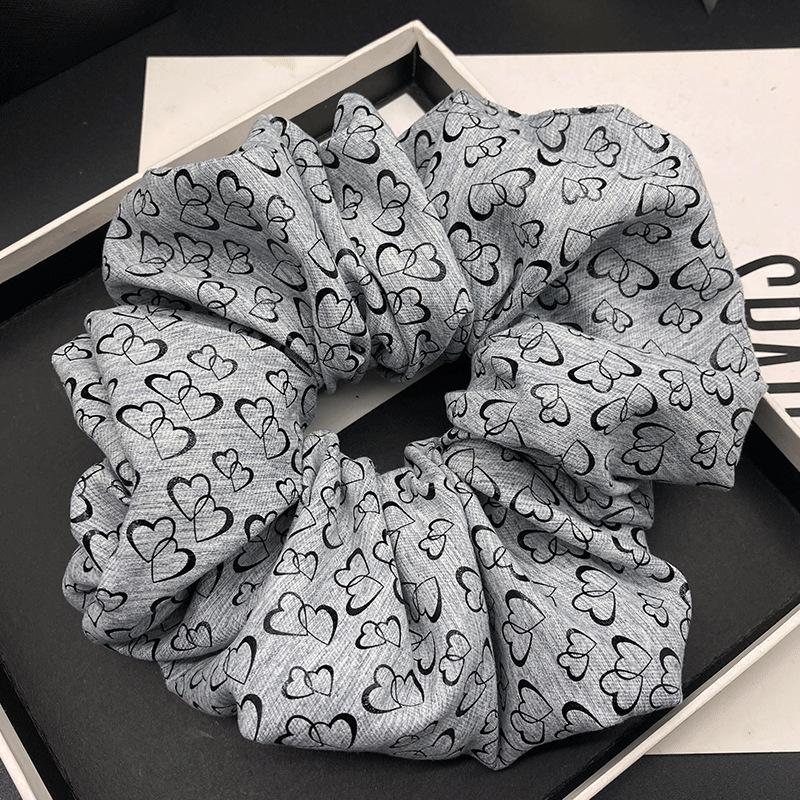 Luxury Heart Print Scrunchie: Stylish, Versatile Hair Tie for Women s Ponytails & Buns