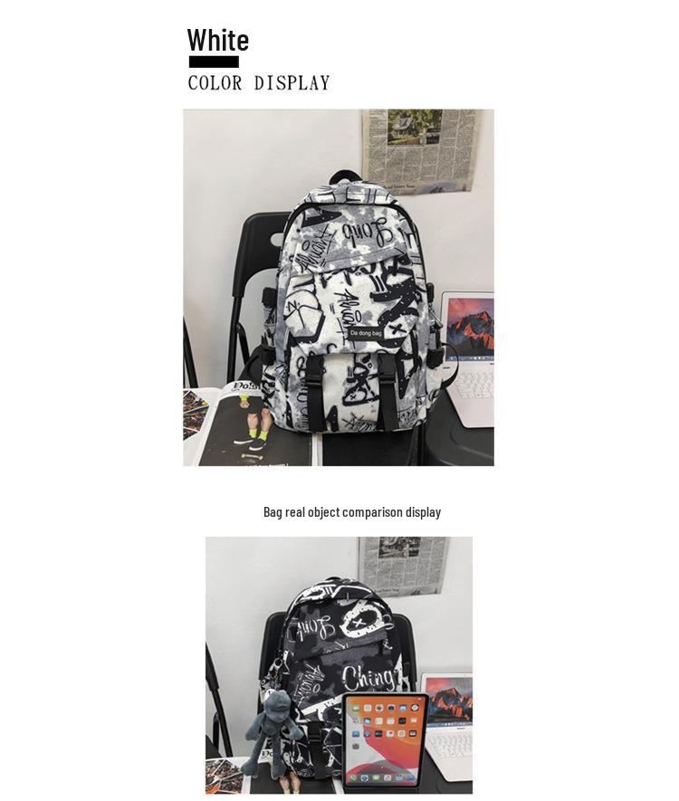 Trendy Graffiti Large Capacity Backpack for Students - Versatile Shoulder Bag for Men & Women