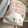 Cat Marie Canvas Backpack With Bow Print Design For Daily School Use