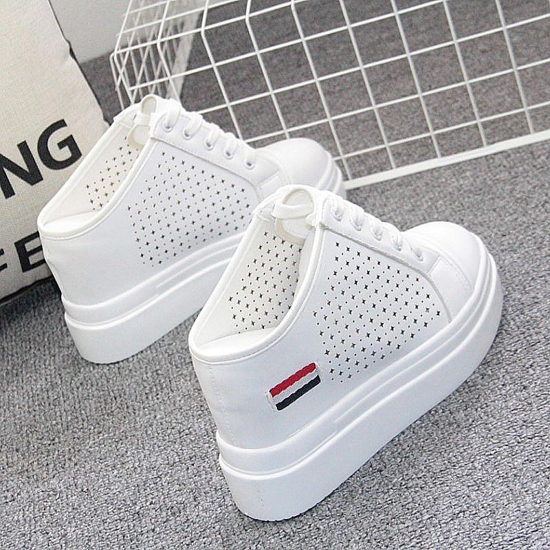 Fashion Baotou Half Slipper Inside Increase 10cm Women's Shoes A Slipper Lazy Shoes Port Wind Slipper Without Heel Small White Shoes