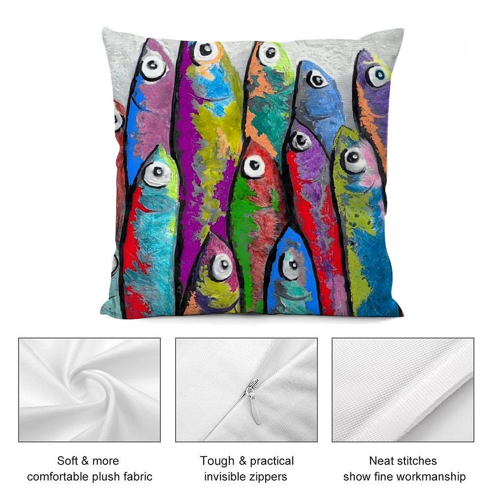 Colorful Sardine Lobster Pillow Case Living Room Sofa Decorative Cushion Cover Simple Household Light Luxury Printed Pillow