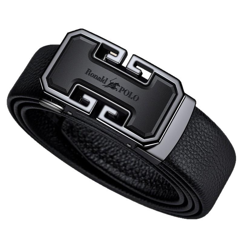 Paul's Men's Genuine Leather Belt with Automatic Buckle, Cowhide, for Business and Casual Wear.