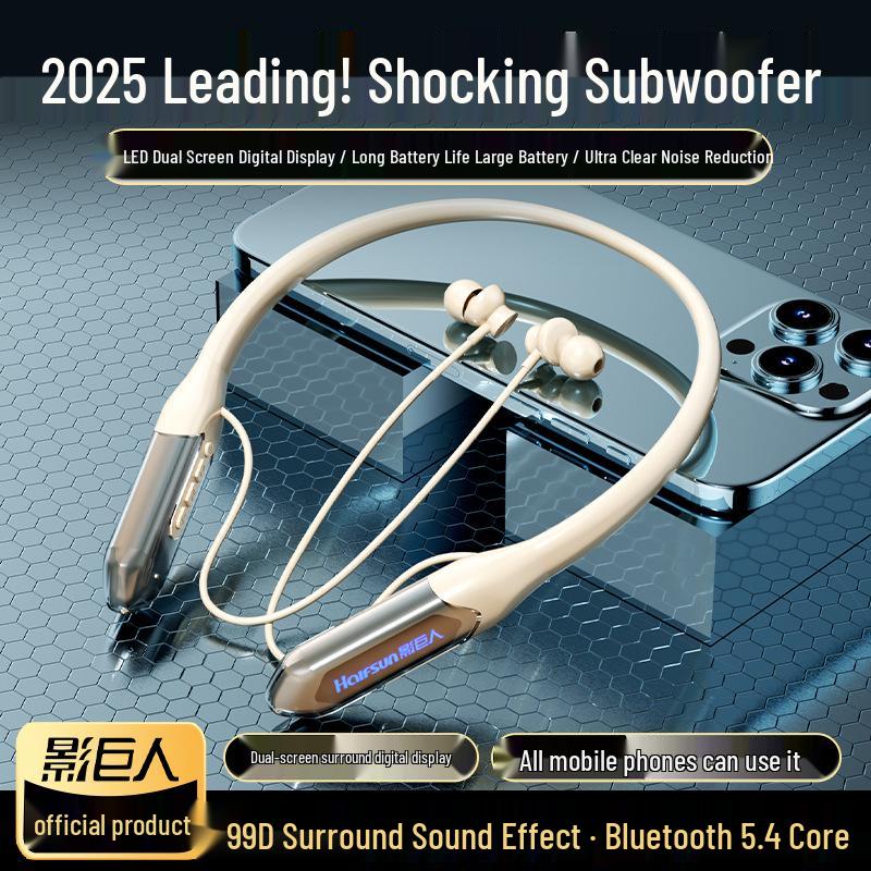 5.3 Wireless Bluetooth Neckband Earphones - High-Quality Sound, Low Latency, Digital Display, Perfect for Gaming