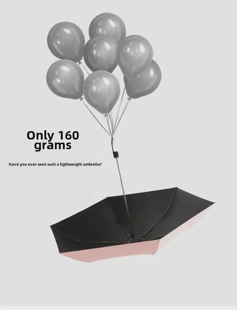 Ultra-Light 160g Sunscreen Pencil Umbrella, 108cm, Black, Dual-Purpose for Sun and Rain, UPF 50+, Gift Box Included