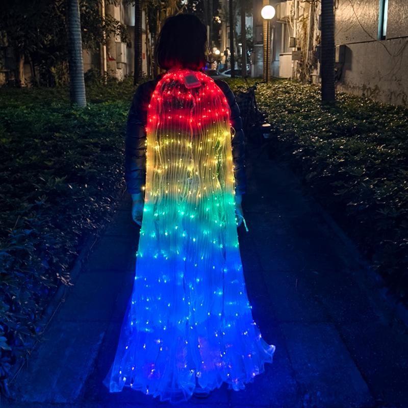 Retractable LED Luminous Butterfly Wings Costume for Halloween, Cosplay, and Performances - Adult and Child Sizes Available