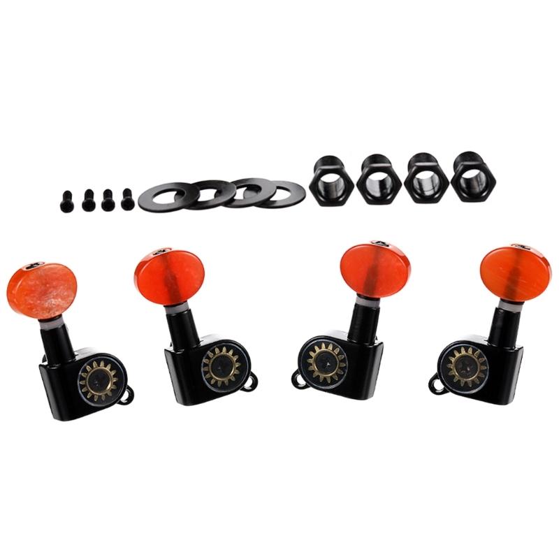 

4 Point Metal Alloy Guitar Tuning Pegs Transparent Orange Cover For 4 String Instruments Installation 1