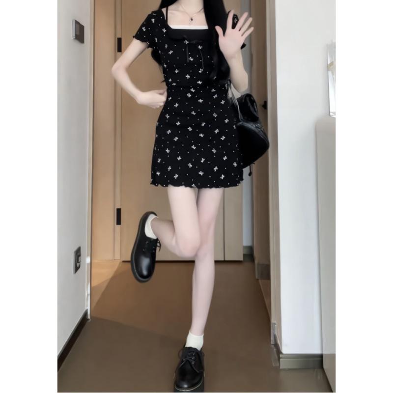 

Женское серое платье с принтом бантиков, с коротким рукавом, приталенное, элегантный праздничный стиль Small