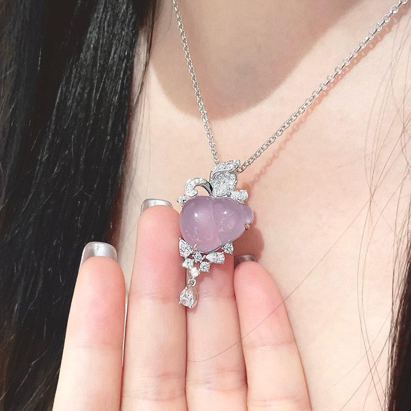 New Vintage 100% Pure 925 Sterling Silver Pendant Pave Aaa Zircconia Tassel Water Drop Gourd Necklaces For Women Wedding Jewelry