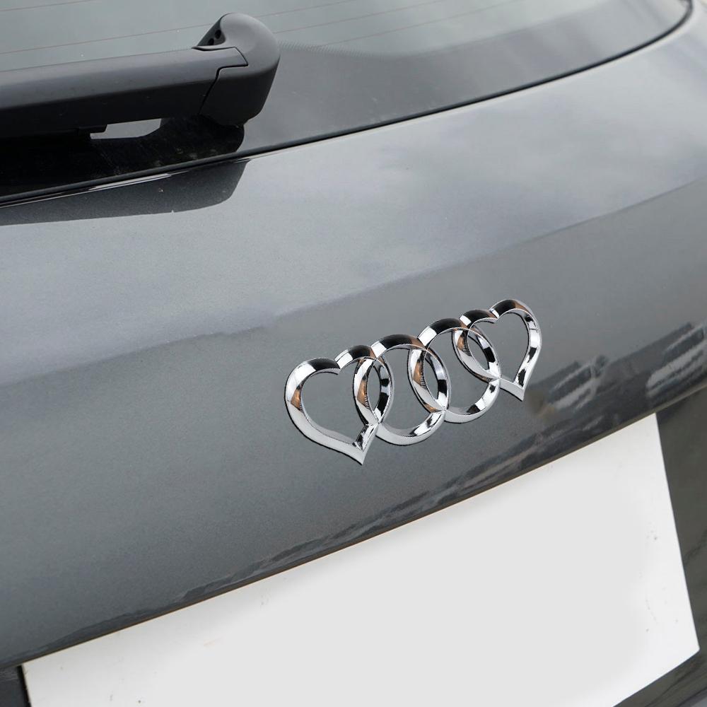 For E2 S4 B8 A3 8P A6 C7 8V B9 B7 B6 C6 A5 S5 S 1pcs Car Love Heart Logo Rear Trunk Tail Label Badge Emblem Decal Center Cover E3