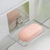 1Pc Stainless Steel Square Soap Dish Holder - Self Adhesive Wall Mount With Drain Hole Storage Shelf For Bathroom Supplies