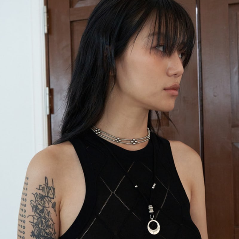 Dazzling Club Metalic Beads Weaving Choker