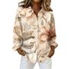 Women's Christmas Printed Button Up Long Sleeved Casual Regular Shirt With Collar Top