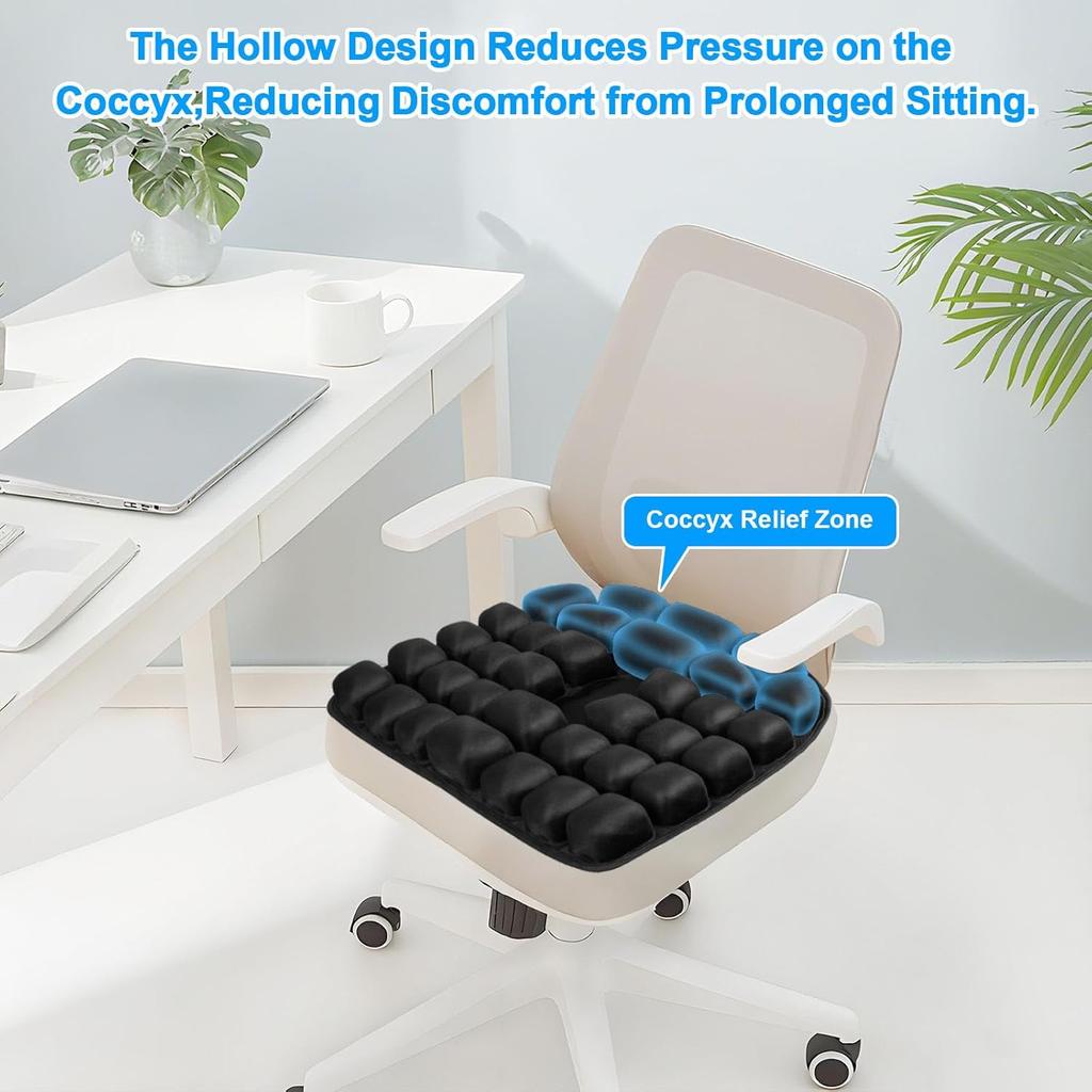 Travel Seat Cushion, Comfortable 3D Inflatable Seat Cushion For Hemorrhoid And Tailbone Pain Relief, Optimal Support For Long Sitting In Car, Air