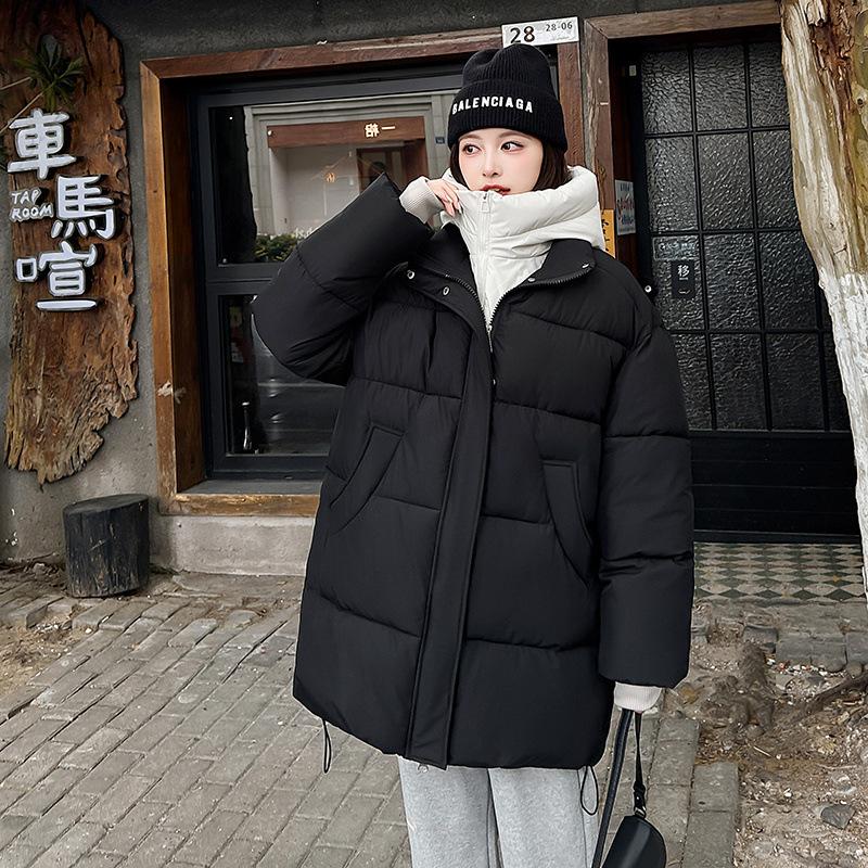 Down Cotton-padded Clothes for Women's Winter New Medium and Long Knee-padded Clothes, Loose Student Cotton-padded Jackets, and Thick Coats.