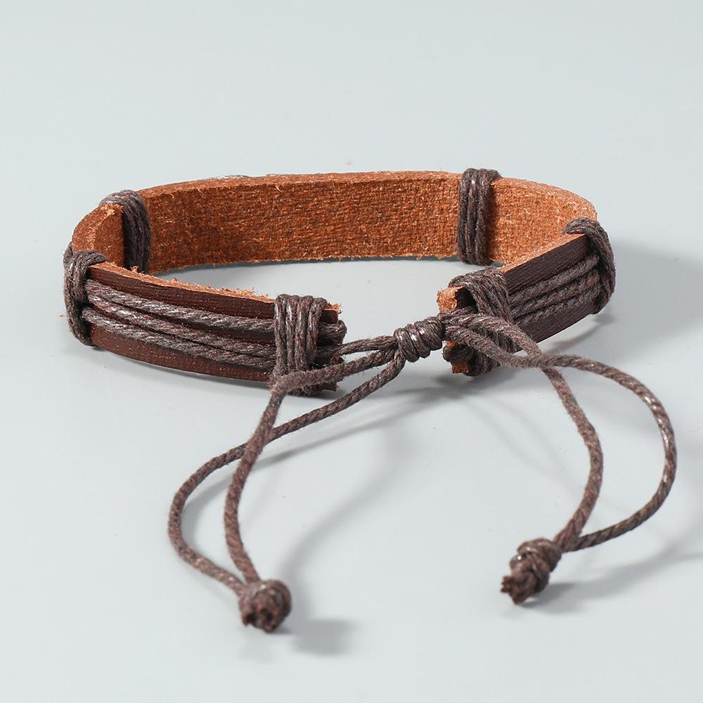 Retro Feather Bracelet Couple Hand-woven Leather Bracelets Simple Fashion Jewelry Valentine's Day Gift