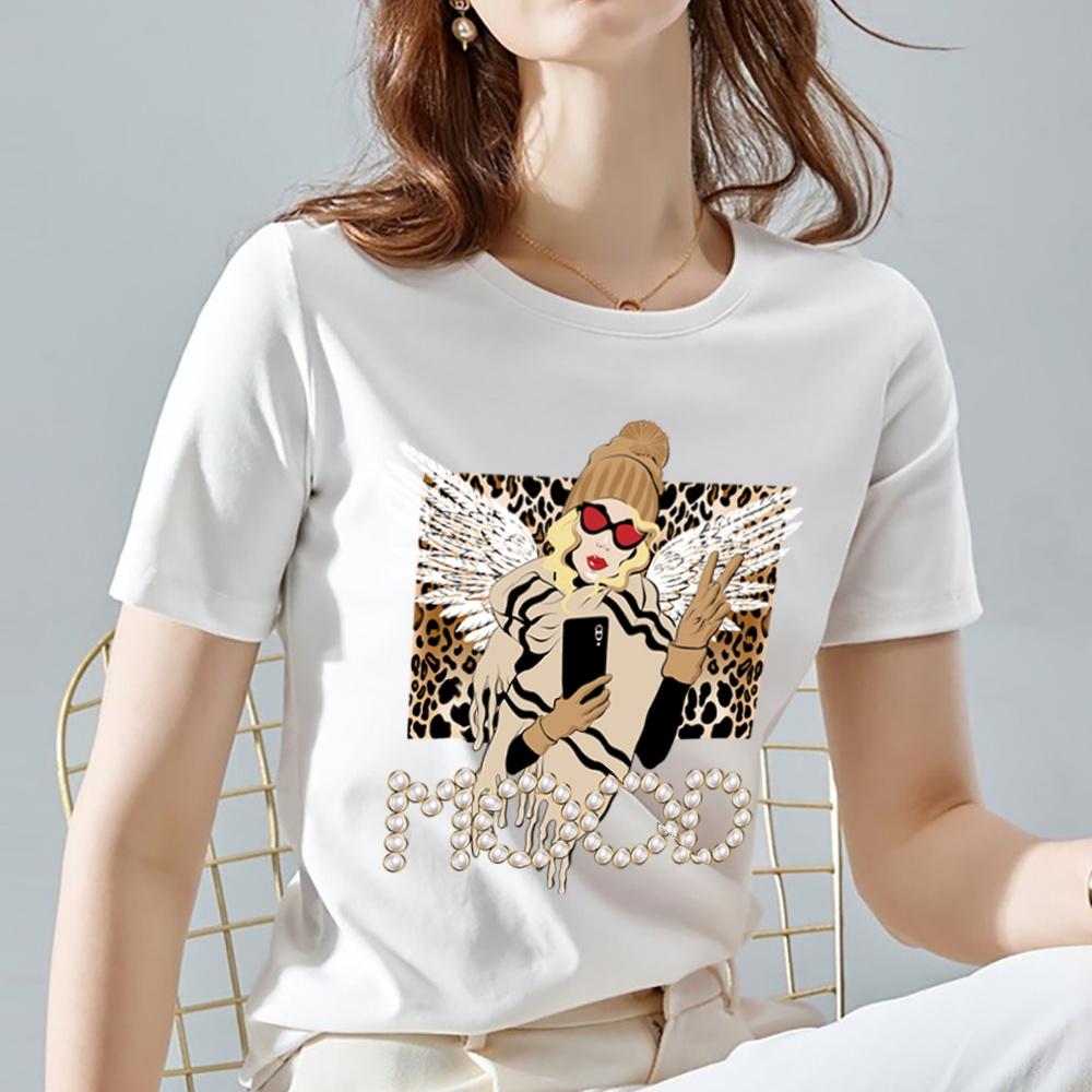 T Shirt Women Summer New Short Sleeve Leopard Print Clothing Women's T-Shirt Harajuku Graphic Clothing Women's Top