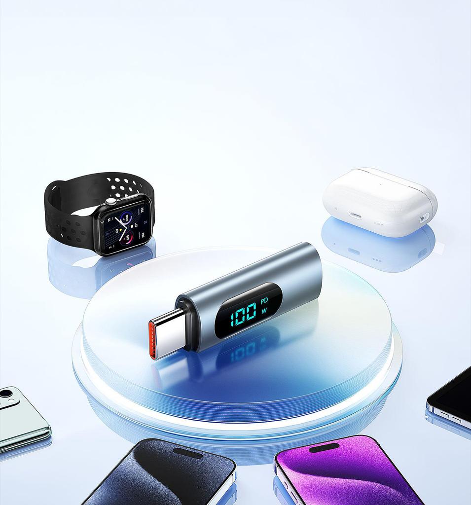 Adaptér Type-C PD100W Rychlá nabíječka s OTG a digitálním displejem