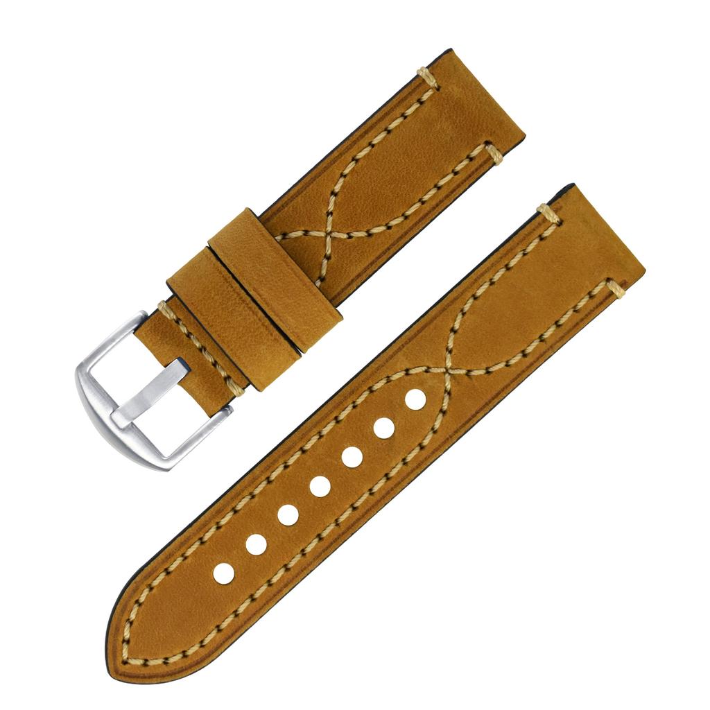 Cinturino per Orologio in Vera Pelle Crazy Horse Morbido Durevole Sostituzione Cinturino per Orologio in Pelle di Vacchetta per Orologi Smart Universali 18mm 20mm 22mm 24mm 26mm