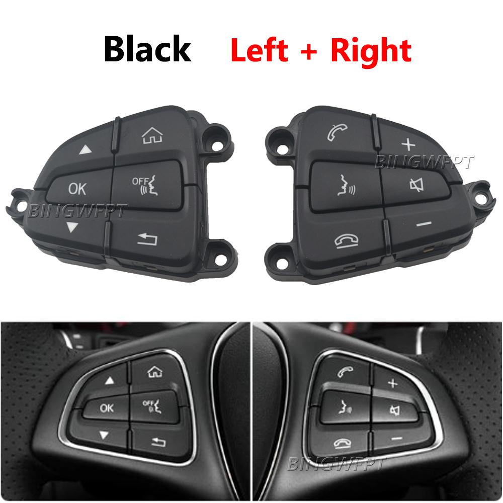 1pair Black/Moka Color Steering Wheel Control Switch Buttons For BENZ C GLC Class W205 W253 A0999050200 A0999050300 Black-1 pair