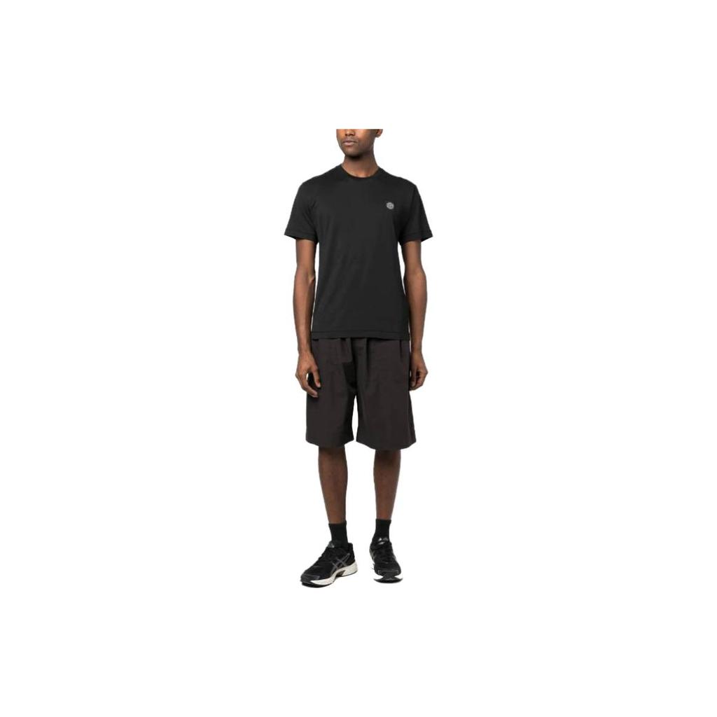 STONE ISLAND Ss23 Solid Logo Patch Crew Neck Short Sleeve T-Shirt Men Tops Black 101524113-V0029