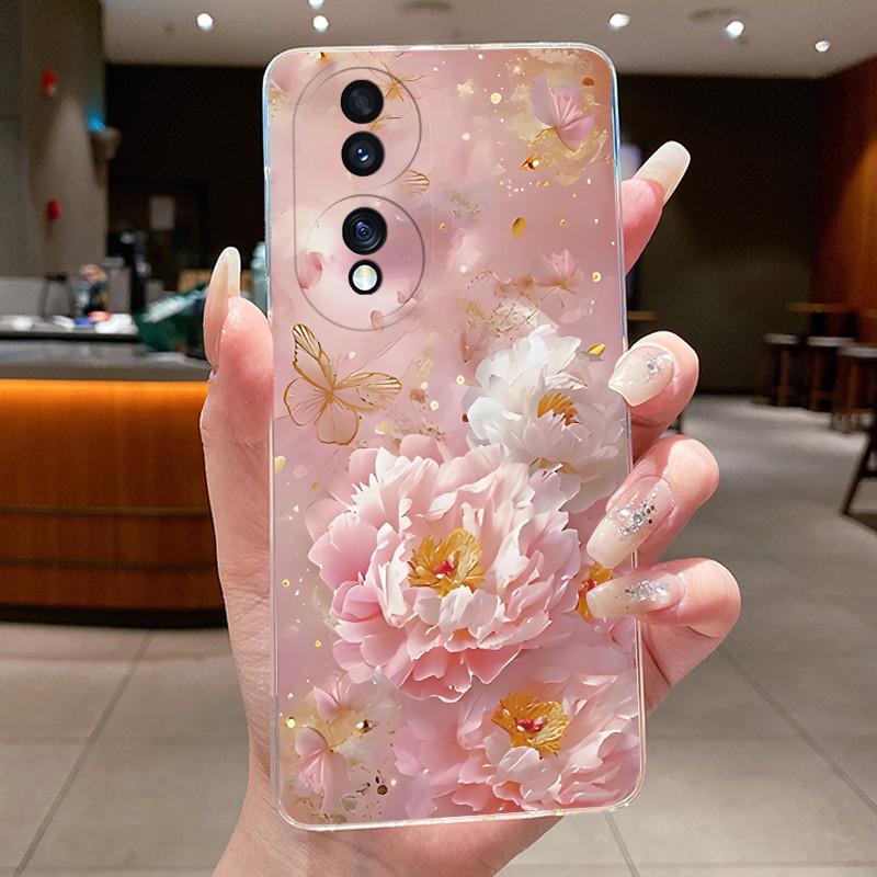 Coque pour Honor 70 FNE-NX9 Transparente Luxe Papillon Mode Fleurs Souple TPU Silicone Housse de Téléphone pour Honor70 5G Coque Transparente